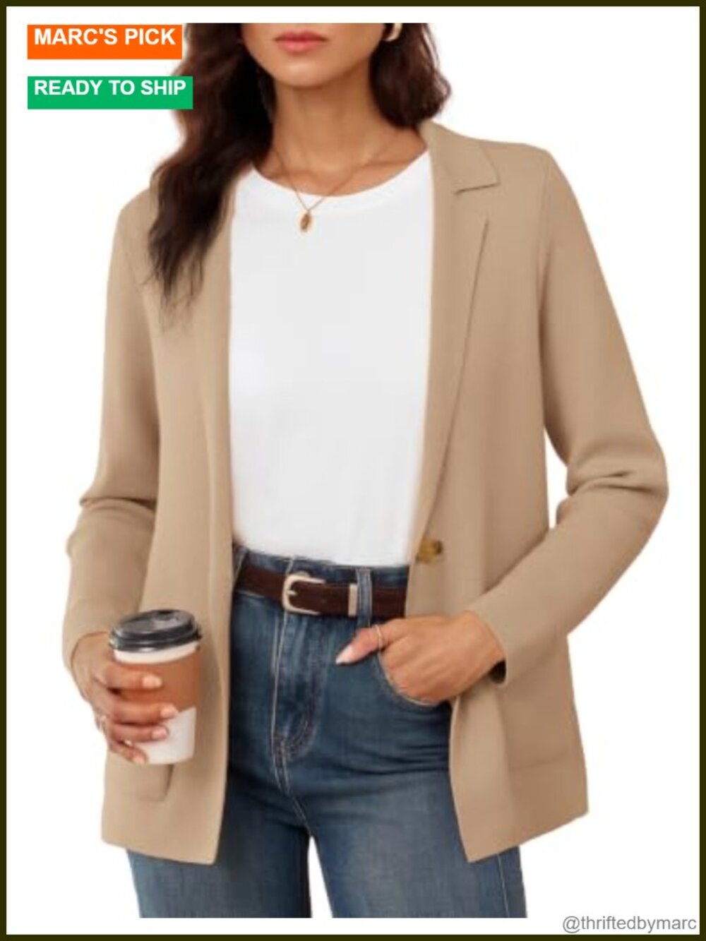 Wool Blend Sweater Blazer for Women Business Casual Notched Lapel Slim Fit